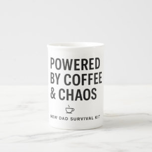Powered by Coffee and Chaos New Dad Survival Kit Bone China Mug
