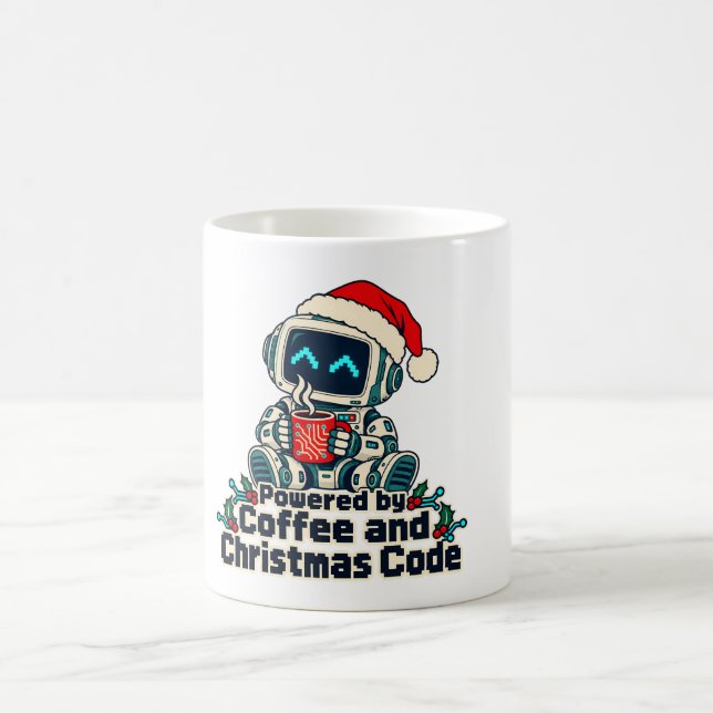 Powered by Coffee and Christmas Code Robot Mug (Center)