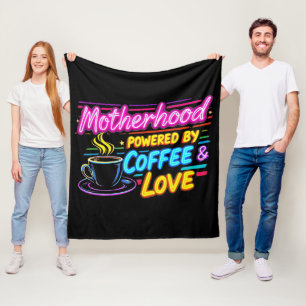 Powered by Coffee and Love Funny Mother's Day Fleece Blanket