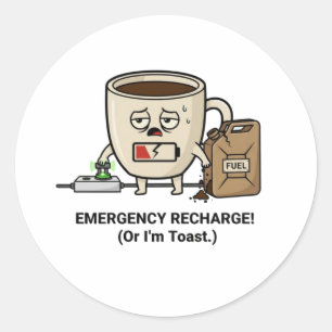 Powered by Coffee (Barely) Funny Coffee Sticker