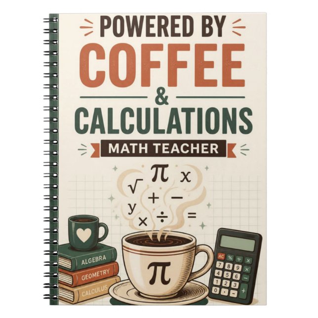 Powered by Coffee Calculations Math Teacher Notebook (Front)