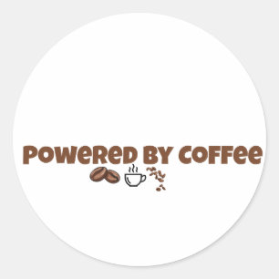 Powered By Coffee Cute Coffee Classic  Round Sticker