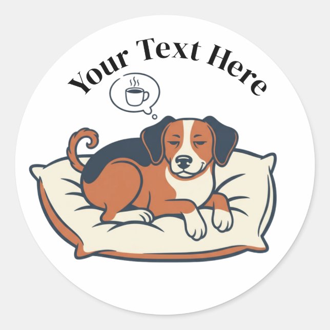 Powered by Coffee & Dog Dreams Classic Round Sticker (Front)