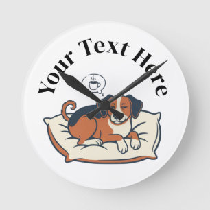 Powered by Coffee & Dog Dreams Round Clock