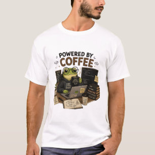 Powered by Coffee Funny Programmer T-Shirt Frog