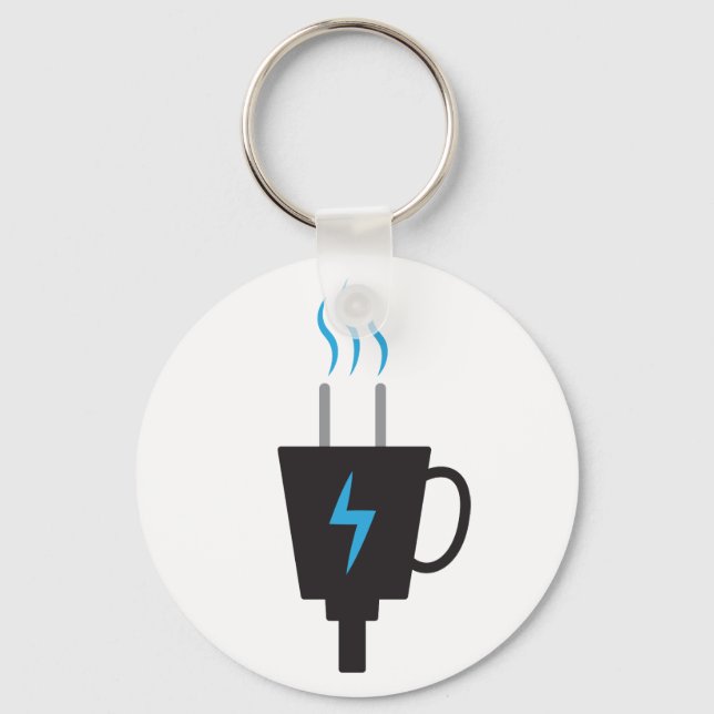 Powered By Coffee Mug Key Ring (Front)