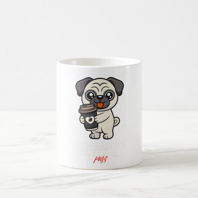 Powered By Coffee & Pugs | Cute Pug Dog  Mug (Center)