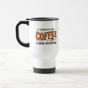 Powered By Coffee Retro 70s Typography Travel Mug