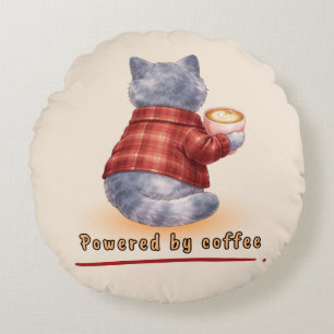 Powered by Coffee Round Cushion