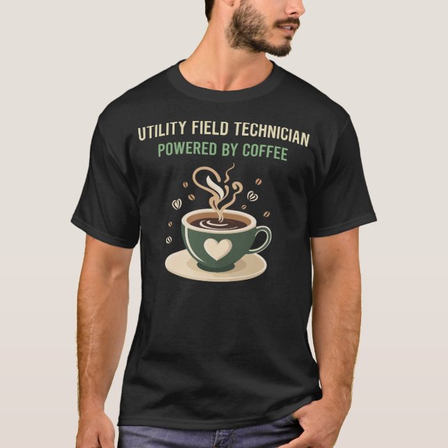 Powered By Coffee Utility Field Technician T-Shirt (Front)
