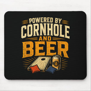 Powered by cornhole and beer funny tailgate mouse mat