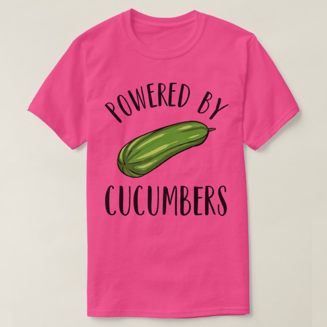Powered by Cucumbers Funny Vegetarian Pickles Plan T-Shirt (Design Front)