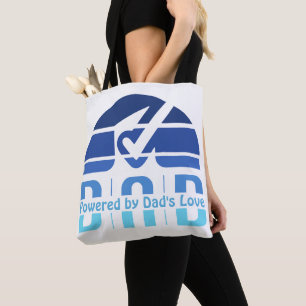 Powered by Dad's Love: Making Memories with Hugs Tote Bag