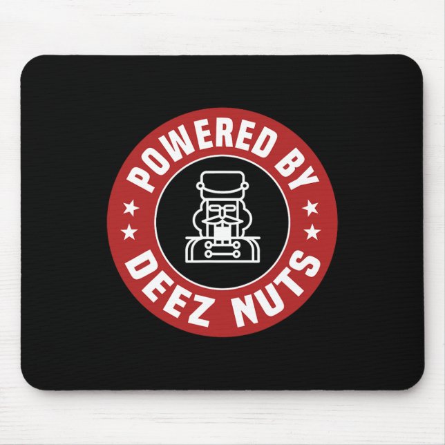 Powered By Deez Nuts - Funny Nutcracker Xmas Match Mouse Mat (Front)
