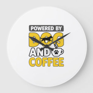 Powered By Dog And Coffee Vintage Shirt Design_1 Large Clock