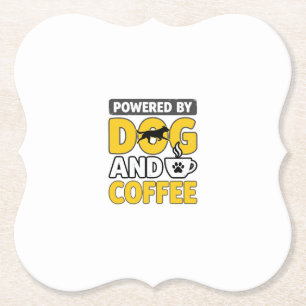 Powered By Dog And Coffee Vintage Shirt Design_1 Paper Coaster