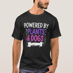 Powered By Dogs & Plants Dog Mum Gardening Vegan V T-Shirt