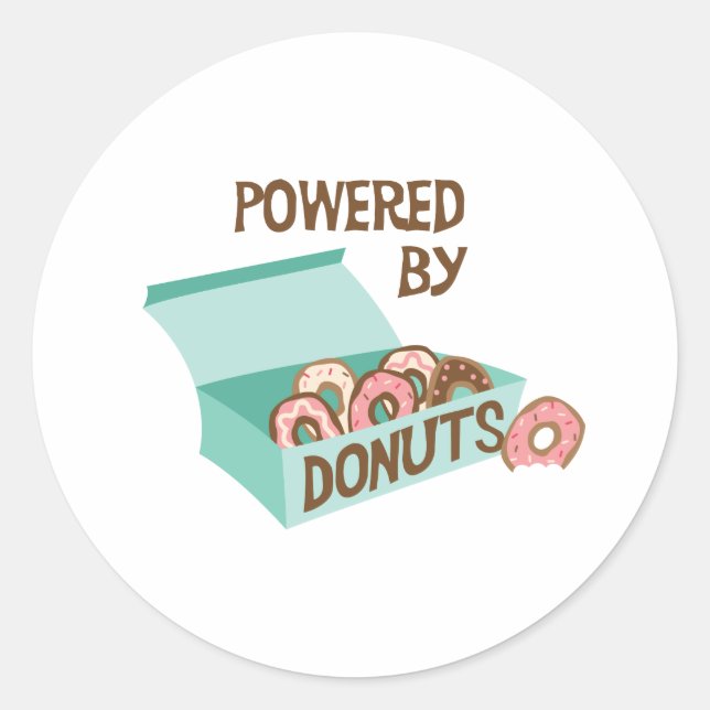 Powered By Doughnuts Classic Round Sticker (Front)