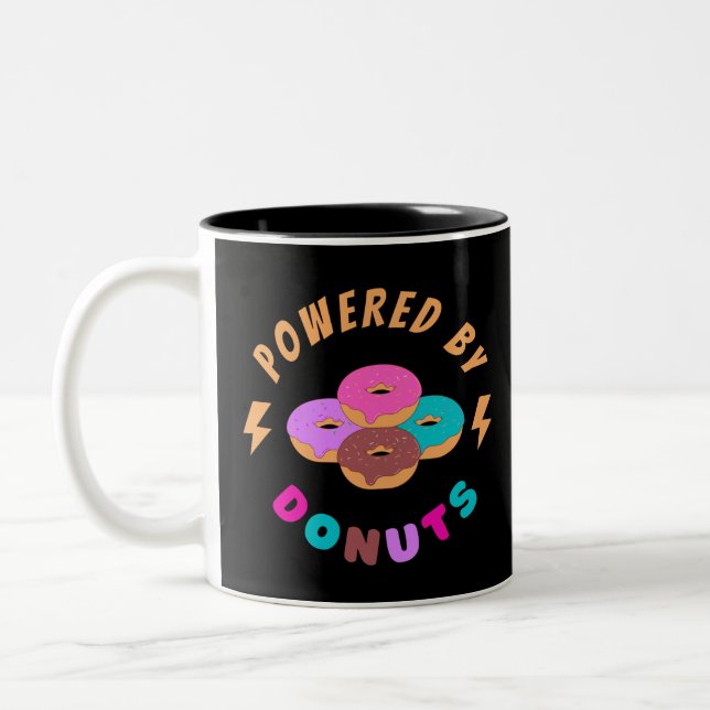 Powered By Doughnuts Two-Tone Coffee Mug (Left)