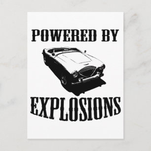 "Powered by Explosions" British Sports Car Postcard