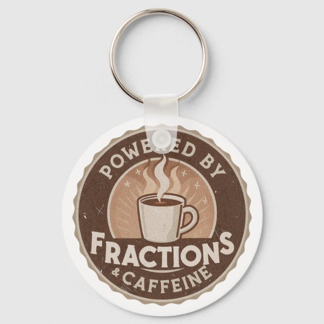 Powered by Fractions & Caffeine Key Ring (Front)