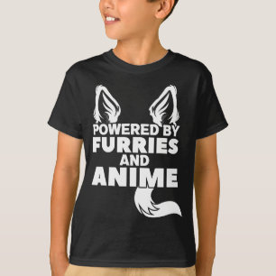 Powered by Furries and Anime Furry T-Shirt