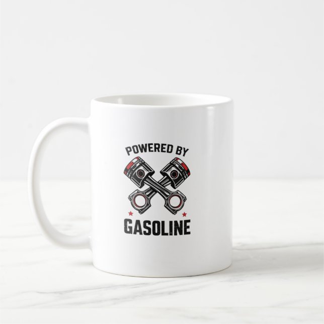 Powered by Gasoline Art Coffee Mug (Left)