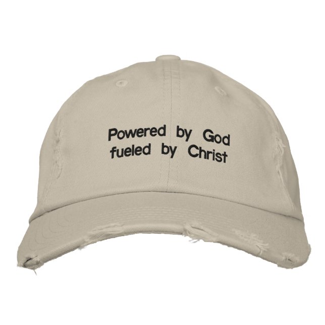 Powered by God fuelled by Christ (TM) hat (Front)