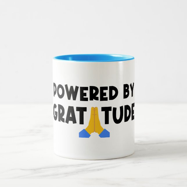 Powered By Gratitude Two-Tone Coffee Mug (Center)
