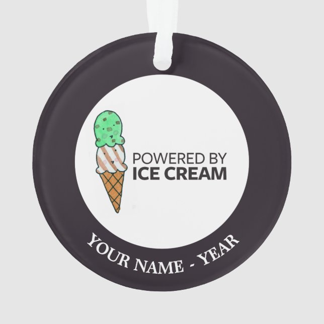 Powered by Ice Cream Ornament (Back)