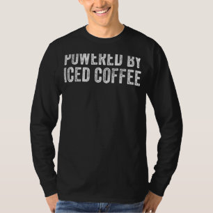 Powered By Iced Coffee Caffeine Funny Vintage T-Shirt