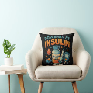 Powered by Insulin Diabetes Awareness Funny Quote Cushion