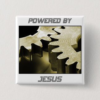Powered By Jesus 15 Cm Square Badge