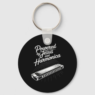 Powered By Jesus And Harmonica Christian Music  Key Ring