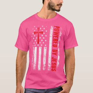 Powered By Jesus Us American Flag T-Shirt