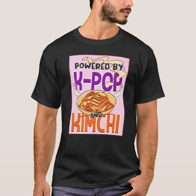 Powered By K Pop And Kimchi Kpop Finger Heart T-Shirt (Front)