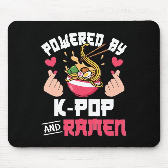 Powered By K-Pop And Ramen Cute Kpop Music Anime L Mouse Mat (Front)