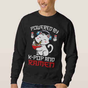 Powered by K-pop and Ramen Kpop Music Cat lovers f Sweatshirt