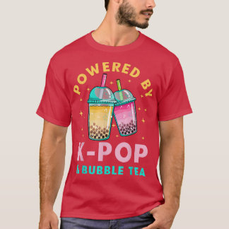 Powered By K-Pop & bubble Tea Boba Korean K-Pop Mu T-Shirt