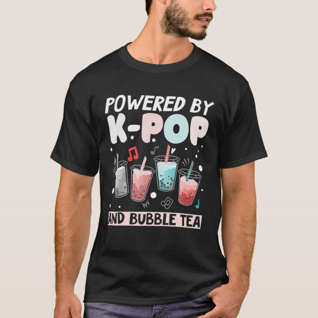 Powered By Kpop And Bubble Tea - Korean - Cute Bob T-Shirt (Front)