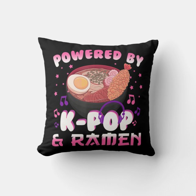 Powered by Kpop and Ramen Kpop Kawaii Anime Gift G Cushion (Front)