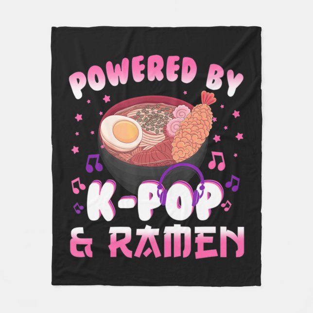 Powered by Kpop and Ramen Kpop Kawaii Anime Gift G Fleece Blanket (Front)