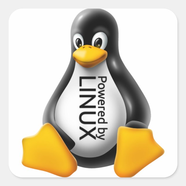 Powered by Linux Square Sticker (Front)