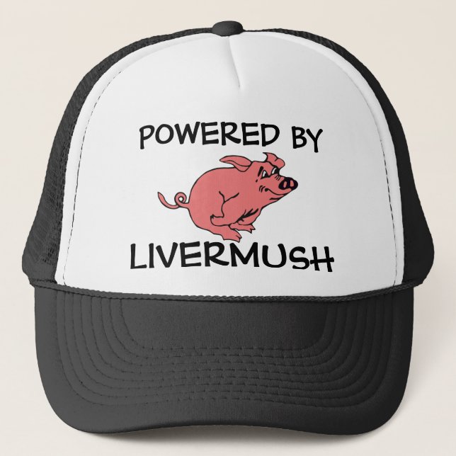 POWERED BY LIVERMUSH retro trucker's cap (Front)