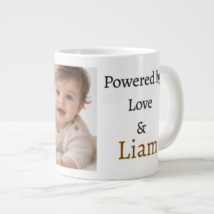 Powered by Love & Custom Name Photo Mug Personal