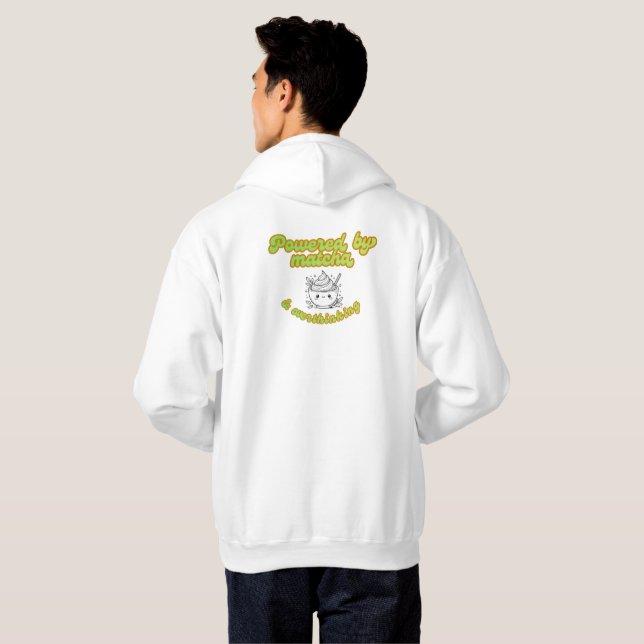 Powered by Matcha & Overthinking | Cozy Hoodie  (Back Full)