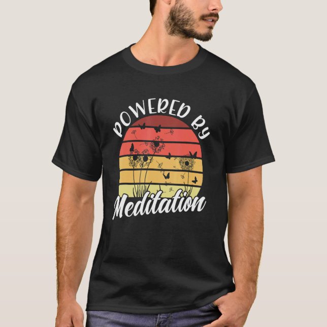Powered By Meditation Meditation Spiritual Buddhis T-Shirt (Front)