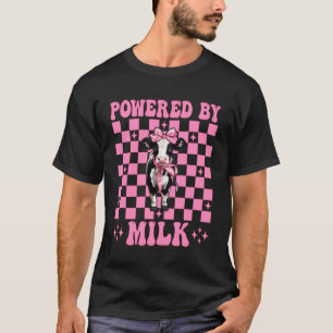 Powered by Milk Dairy Farmer Cow Dairy Farming Gir T-Shirt