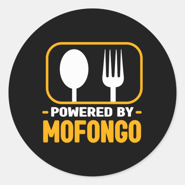 Powered By Mofongo Gu Humour Puerto Rican Food Classic Round Sticker (Front)