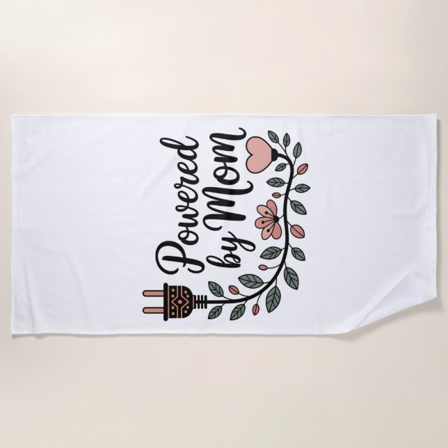 Powered By Mom Beach Towel (Front)